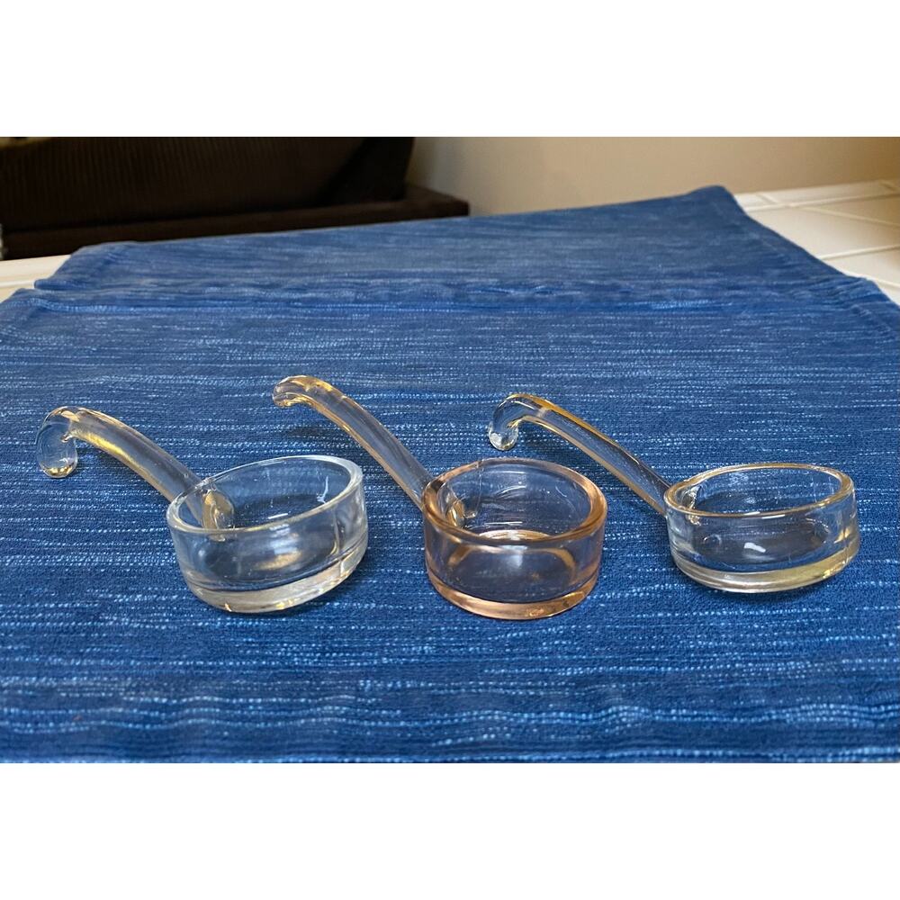 Lot of 3 Depression Glass Ladle Scoop 5” VTG Mayonnaise Spoon Condiments Pink